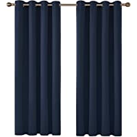 Los mejores  - Deconovo Cortinas de Salon Opacas para Ventanas Moderna con Ojales 2 Piezas 117 x 138 cm Azul Marino